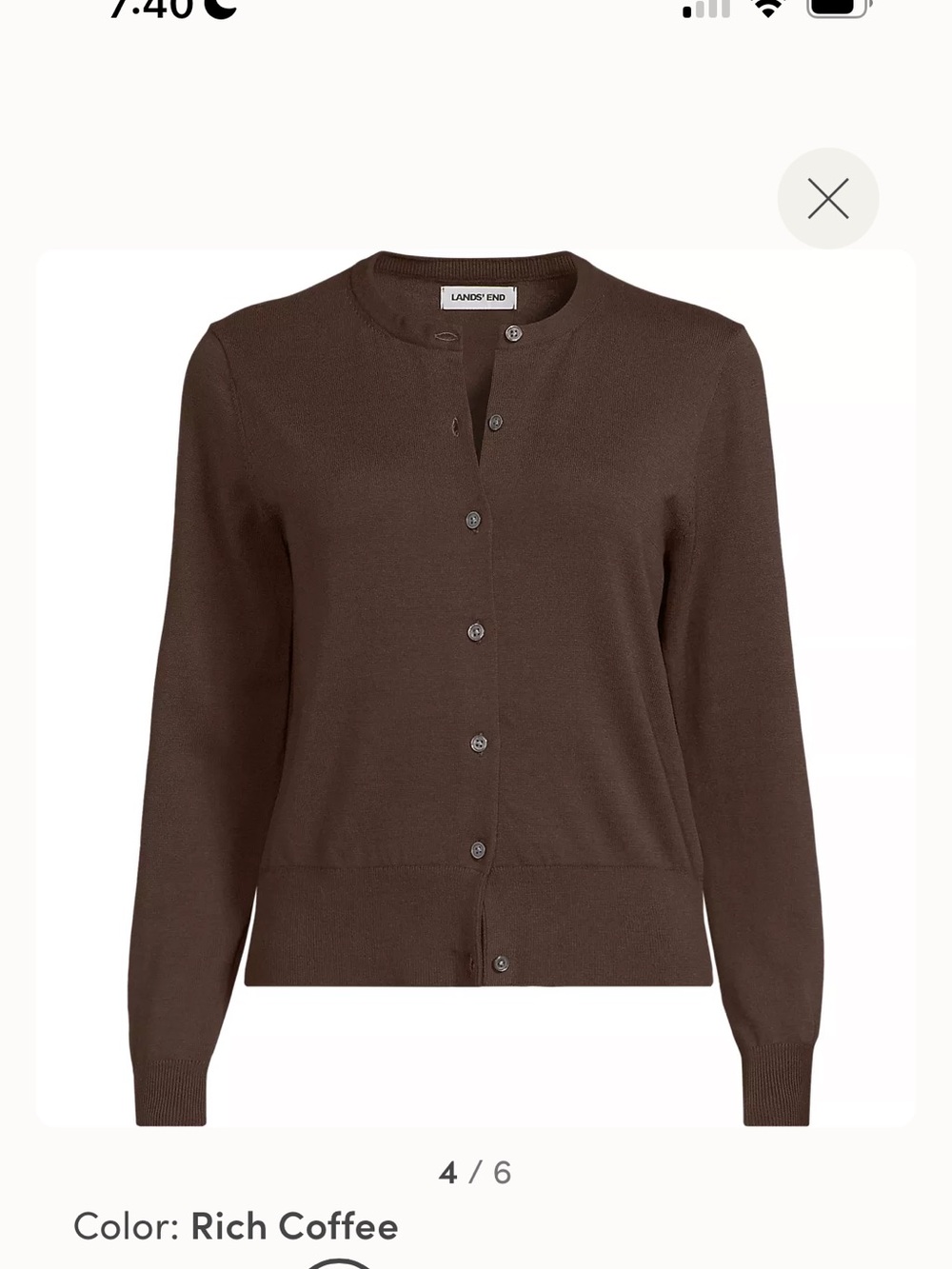 Women's Fine Gauge Cotton Crew Cardigan Sweater
